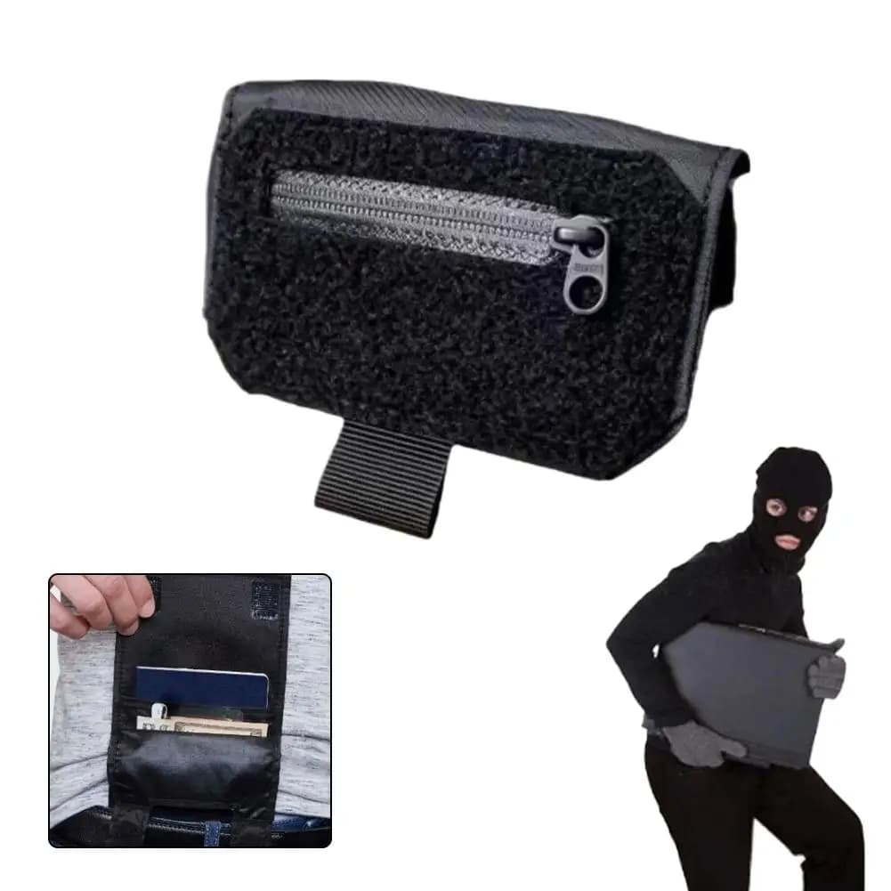 2026 Black Slim Anti-Theft Belt Wallet Hidden Travel Pouch Nylon Hook and Loop for Men Women Trip Essentials
