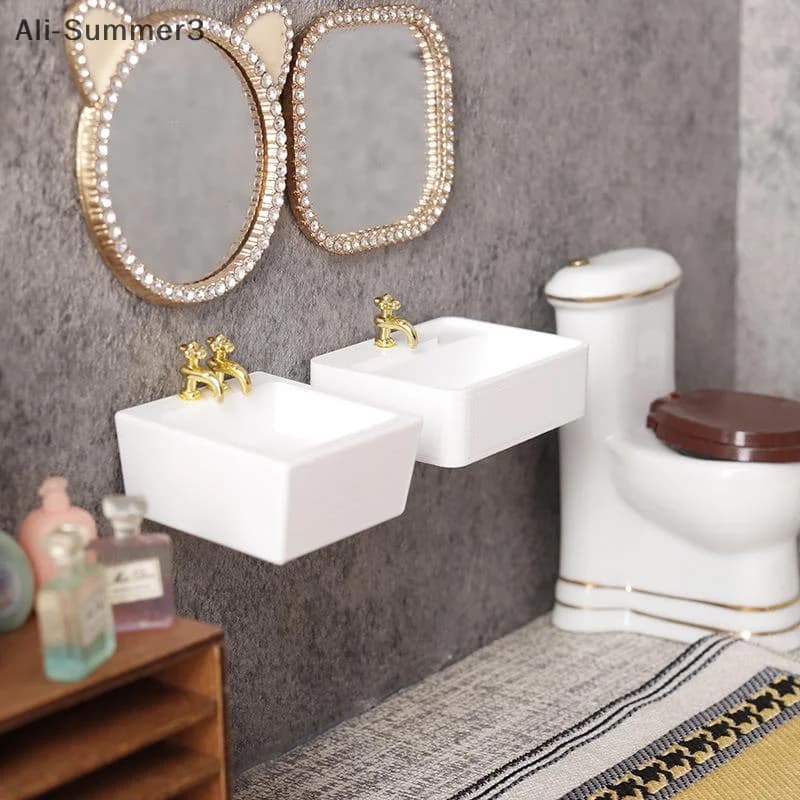 1/12 Lavabi da bagno per casa delle bambole Lavelli Modello Casa delle bambole Mobili da bagno Decorazione Accessori per la casa delle bambole