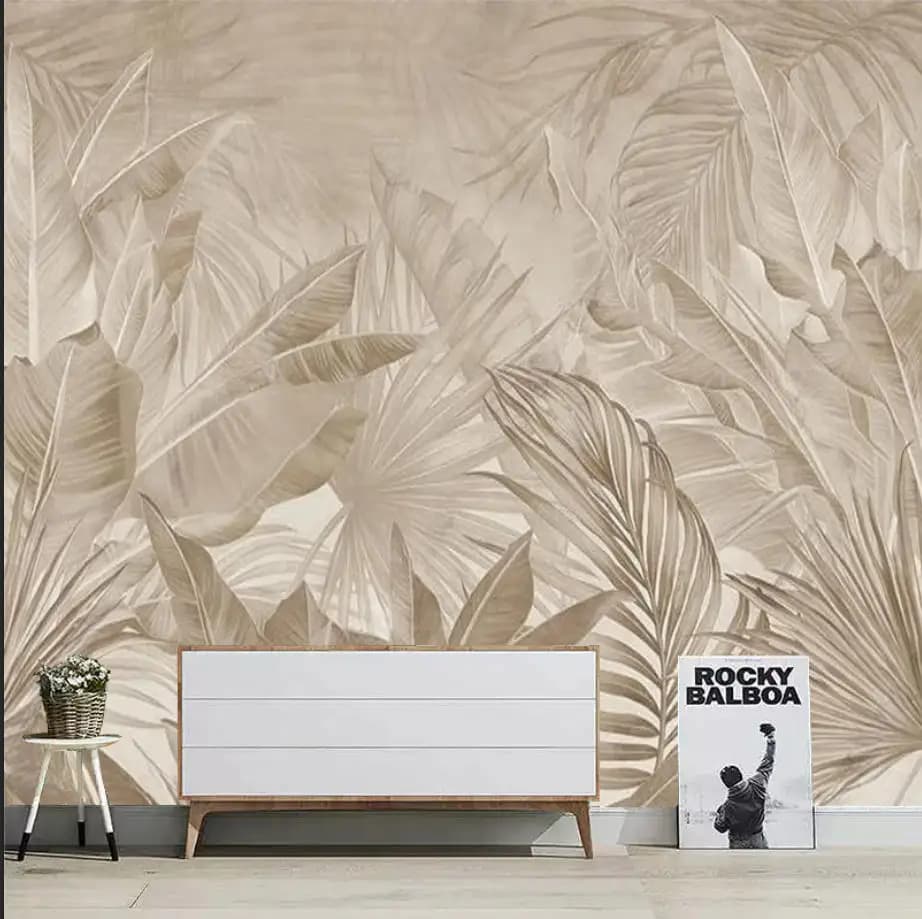 Customized Wallpaper Tropical Plants Bananas Leaves Champagne Color Mural Study Room Living Room Decoration 3d Wallpaper