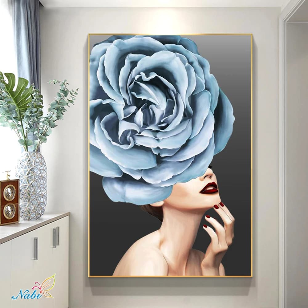 Nabi Full Diamond Embroidery Girl 5D Diamond Painting Woman with flowers Cross Stitch Kits Portrait Mosaic Home Decoration Arts
