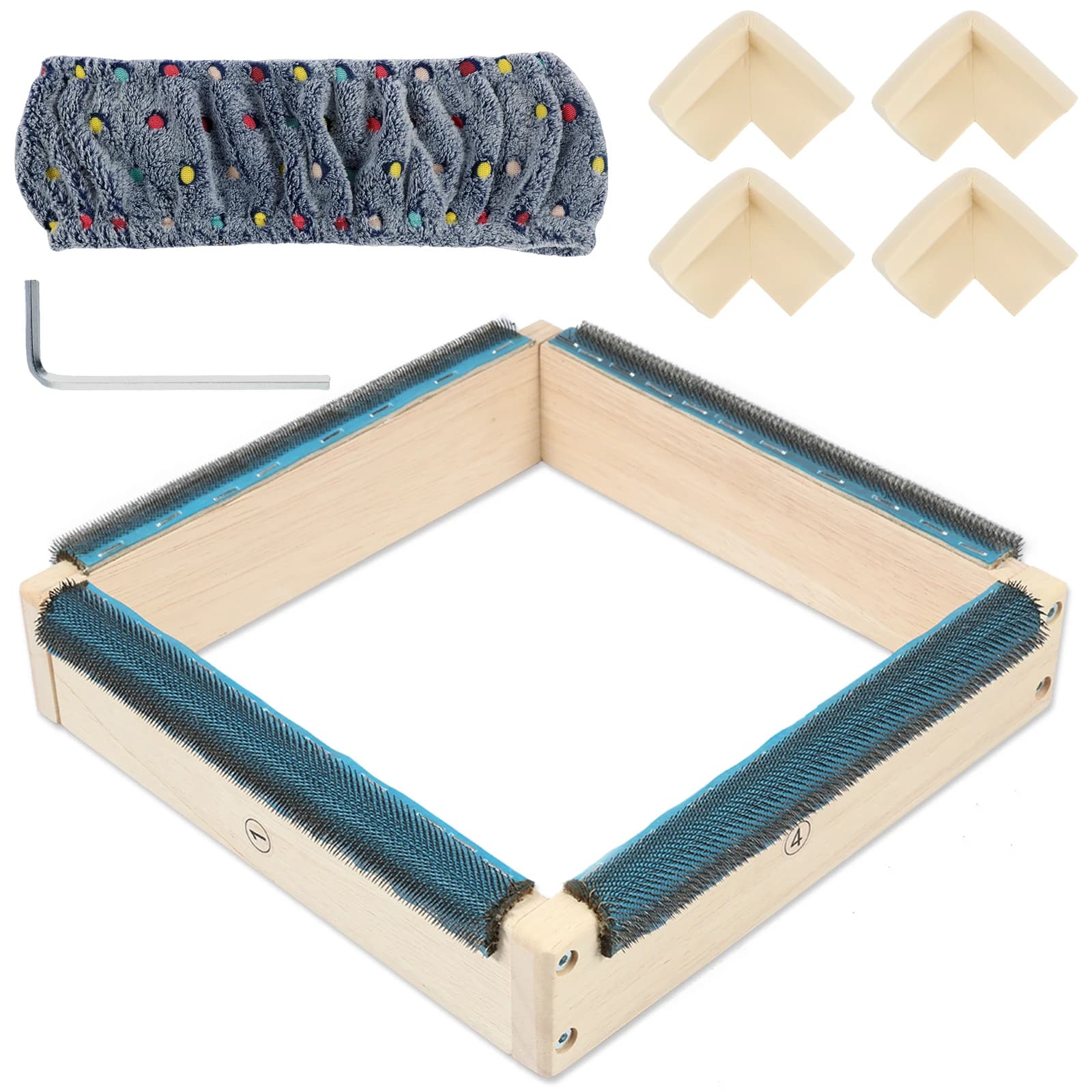Punch Needle Frame Quadrato Cerchio da ricamo Strisce di presa in legno con aghi Cucito fai da te Panno Pittura Quilting Tappeto Tufting Telaio