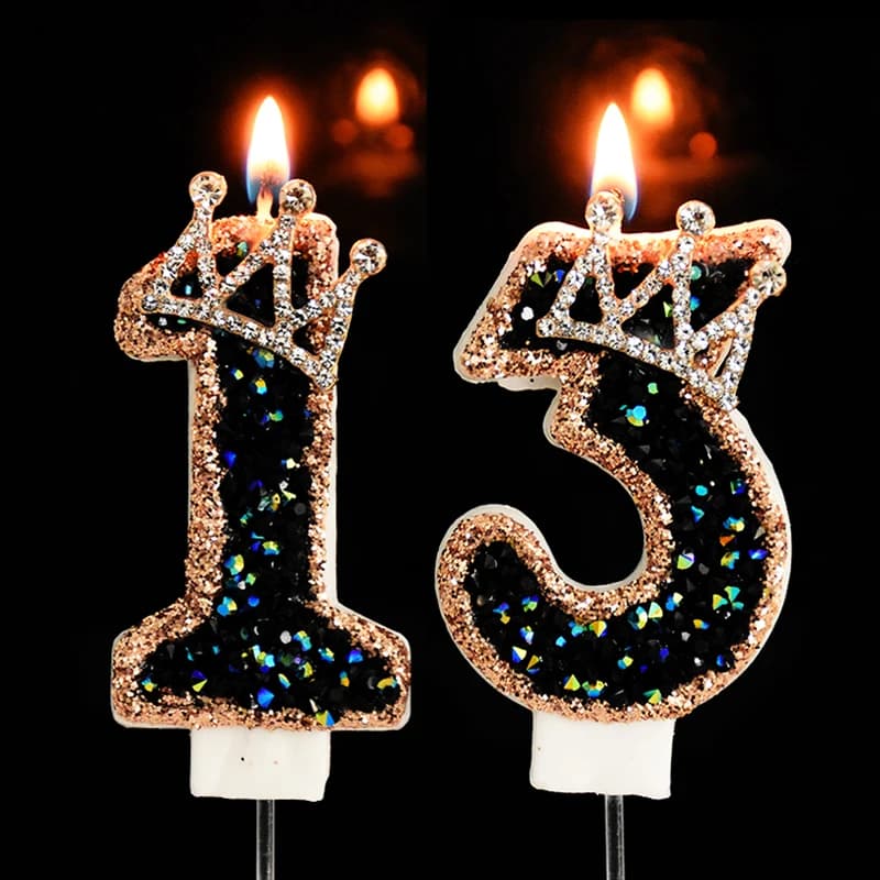 Glittler Black Birthday Cake Candles 3D Number 0-9 Cake Topper for Adult Kids 1st Birthday Party Decoration Supplies DIY Baking