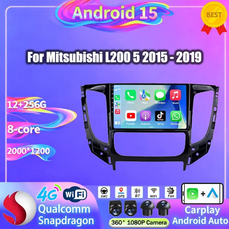 Android 15 For Mitsubishi Pajero Sport 3 L200 5 Triton 3 2015 2016 2017 2018 2019 Car radio Wireless Carplay Auto 4G 360 Camera