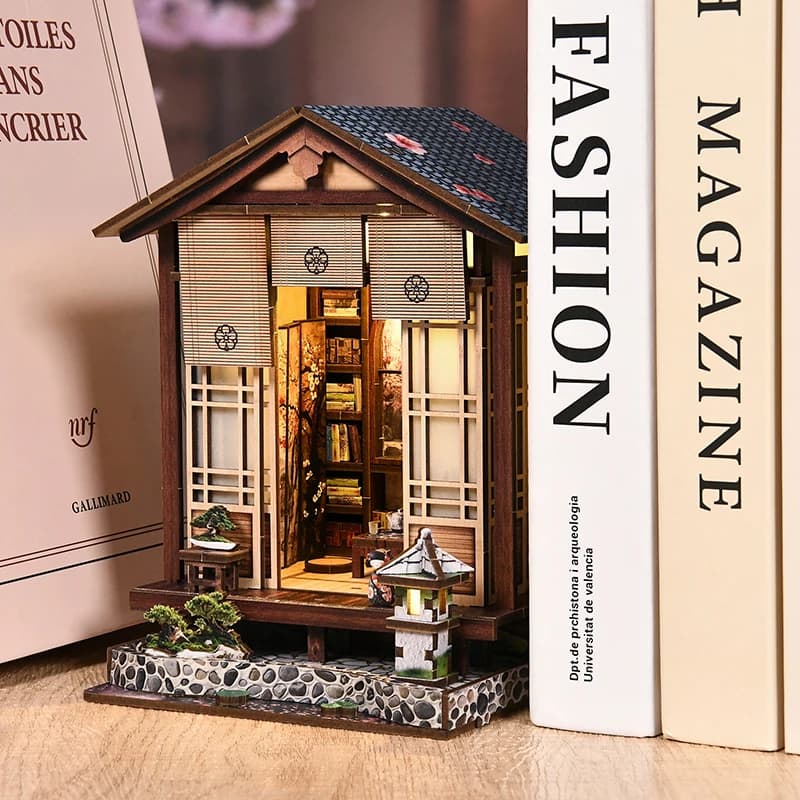 Nuova lampada muschio e giardino fermalibri in legno fai da te puzzle 3D - modello di casa in miniatura con assemblaggio manuale, decorazioni per la casa, venerdì nero di Natale