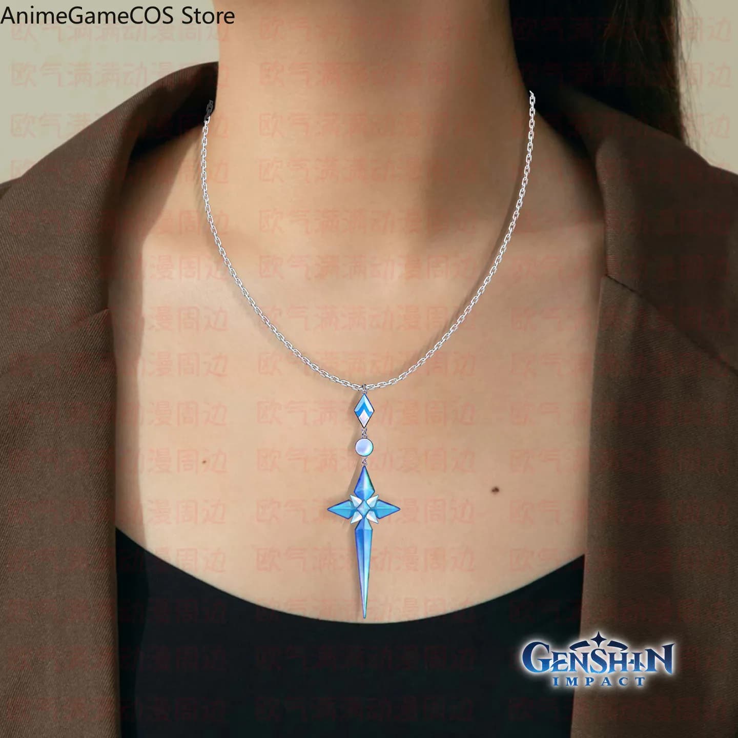 Anime Genshin Impact Tsaritsa Anastasia Necklace Earrings Clip‑on Earrings Stud Earrings Cosplay Mascot Student Fans Gift