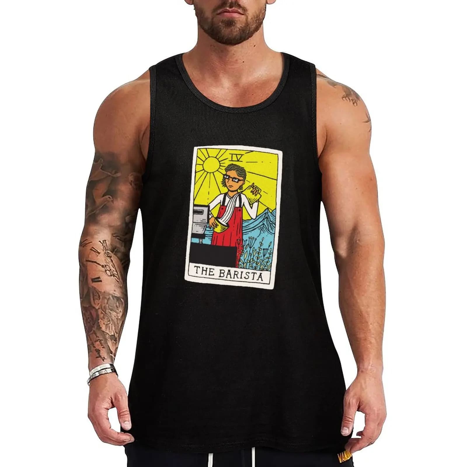 The Barista Tarot Card Tank Top Urban Tank Top Streetwear Camicia senza maniche casual