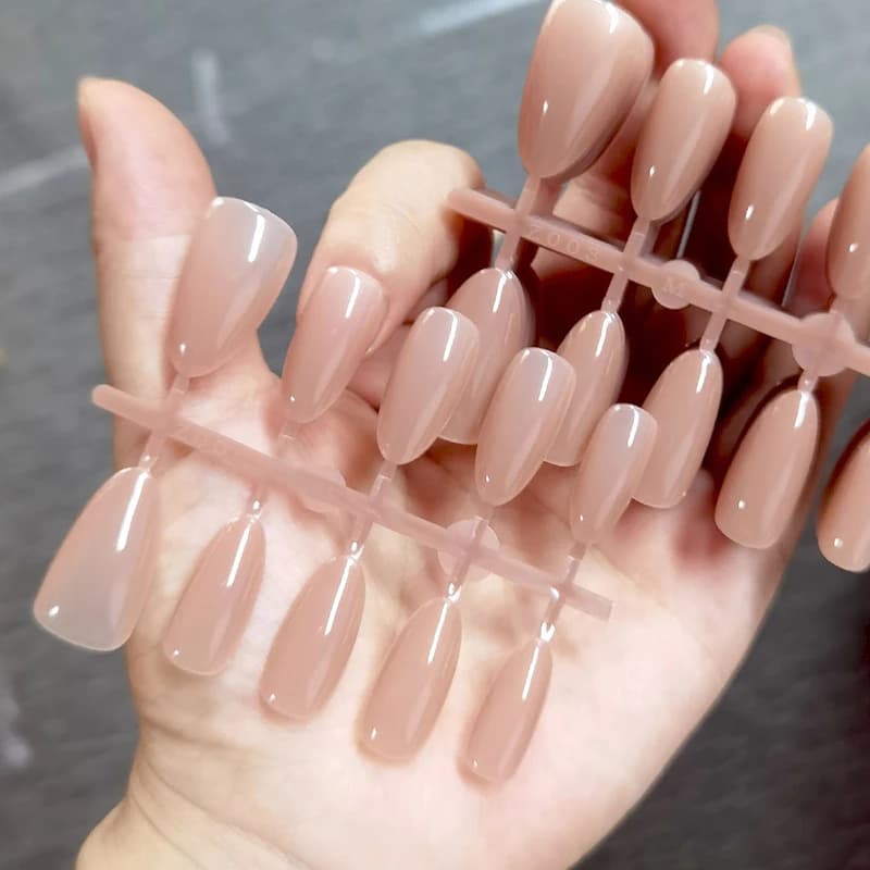10 pz. Unghie Finte Press-On Trasparenti Naturali per Pratica Smalto Gel, Esposizione e Strumento per Manicure