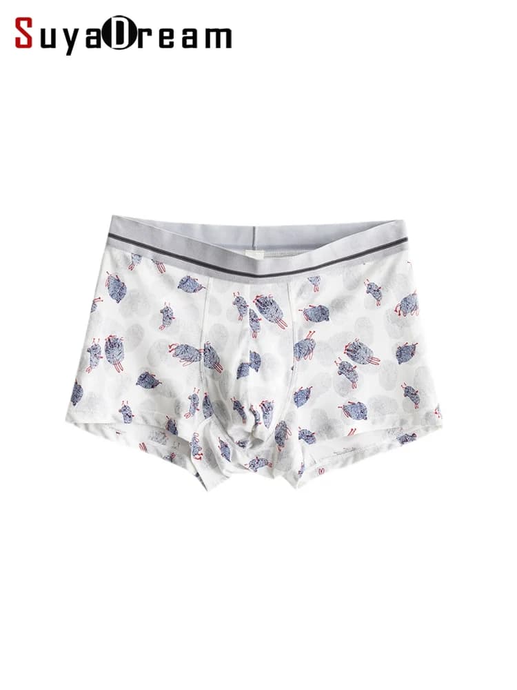 SuyaDream Mens 100% mutandine di seta stampato morbido confortevole Boxer corto vita media pugili di seta reale