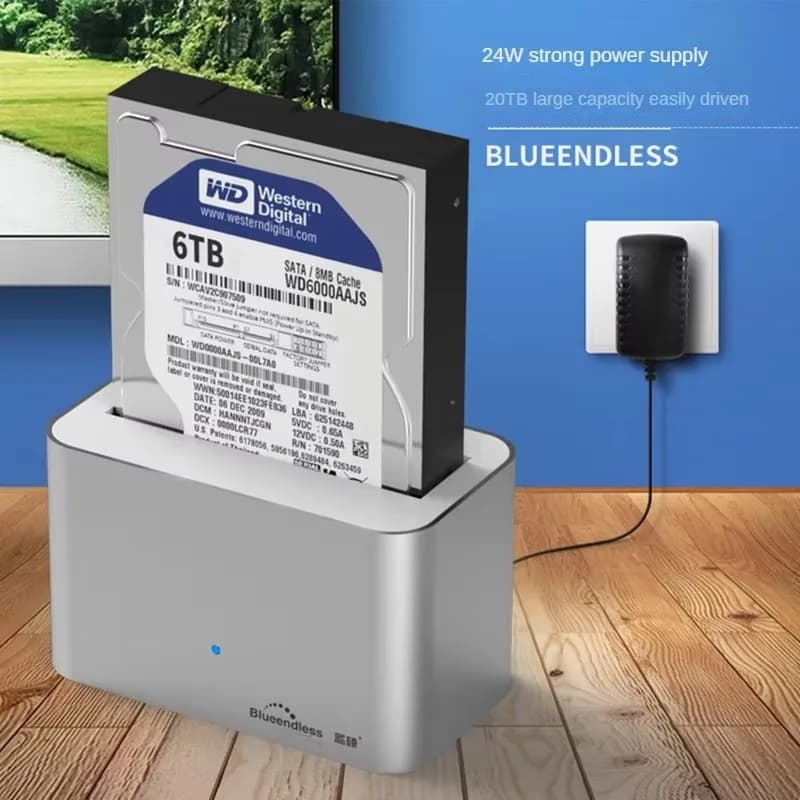 Nuovo dock da USB 3.0 a SATA per HDD/SSD da 2,5/3,5 pollici Custodia per disco rigido esterno da 20 TB compatibile con desktop e laptop