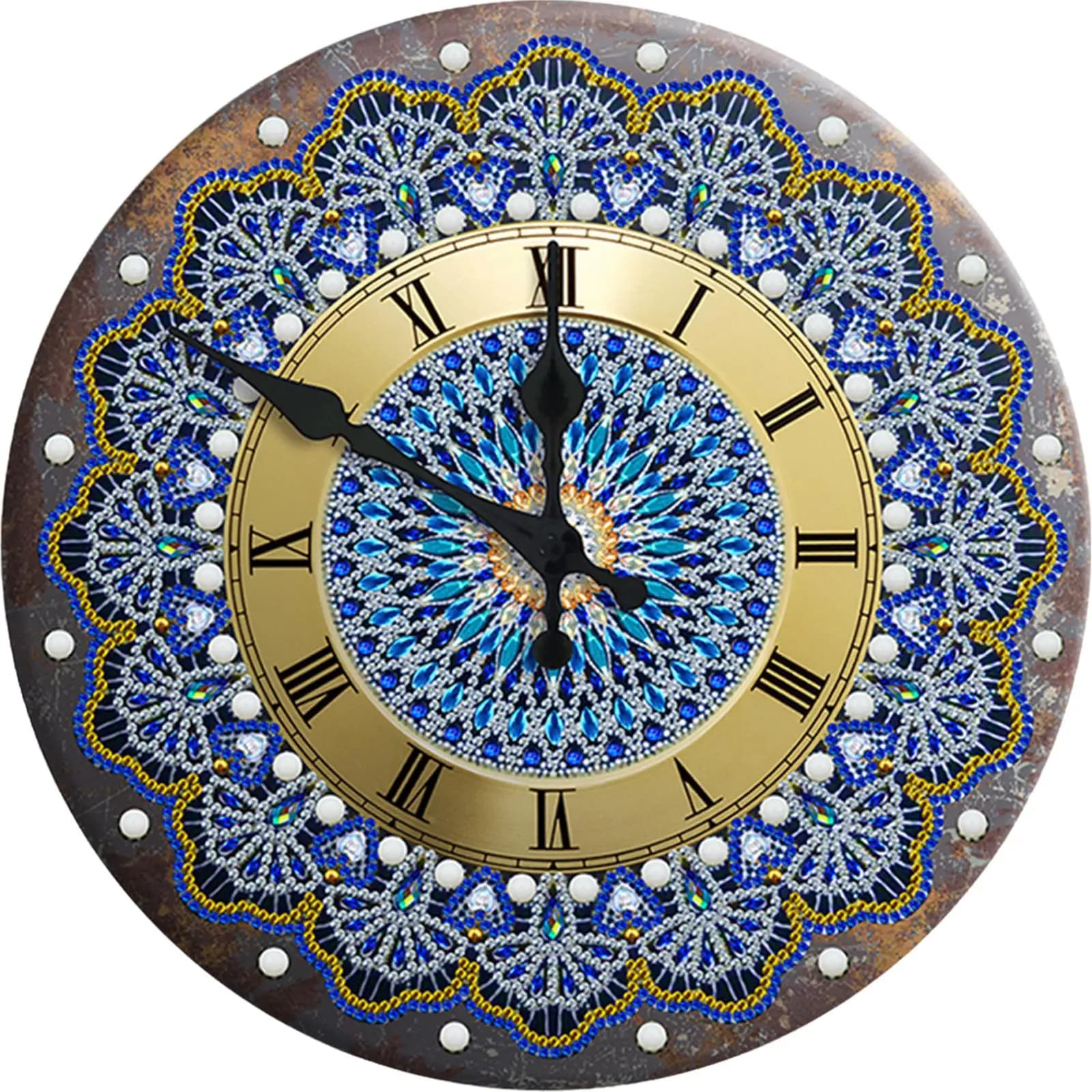 Painted with Ancient Watch Diamonds, Special Partial Mosaic, Metal Frame with Rhinestones, Home Decoration