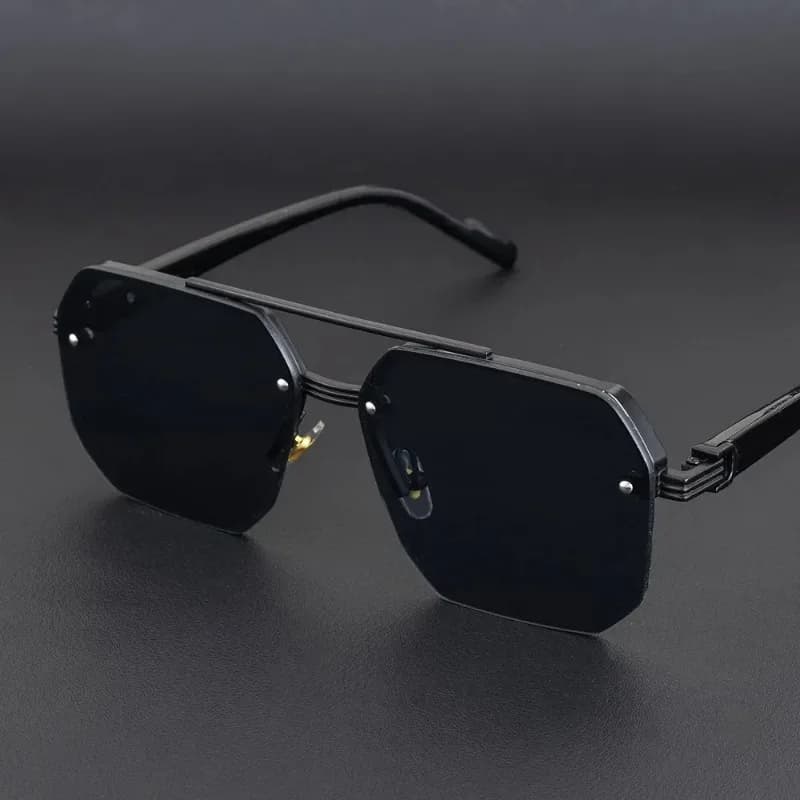 1pcs Men's Double Bridge Metal Sunglasses Square Half Frame Casual Trend Glasses Woman Retro Fashion Outdoor Sports Eyeglasses