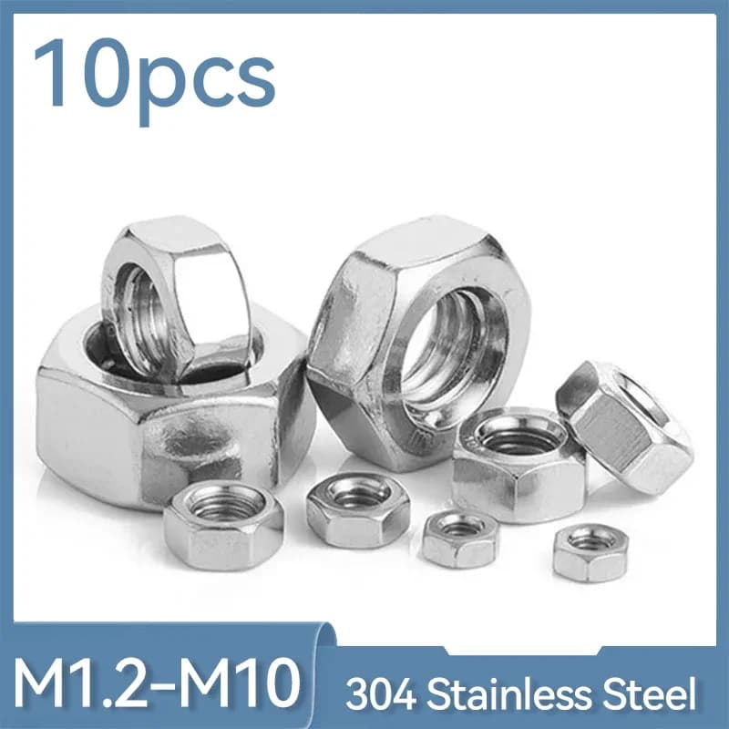 10 pz/lotto M2 M2.5 M3 M3.5 M4 M5 M6 M8 M10 304 In Acciaio Inox Esagonale Dadi Esagonali