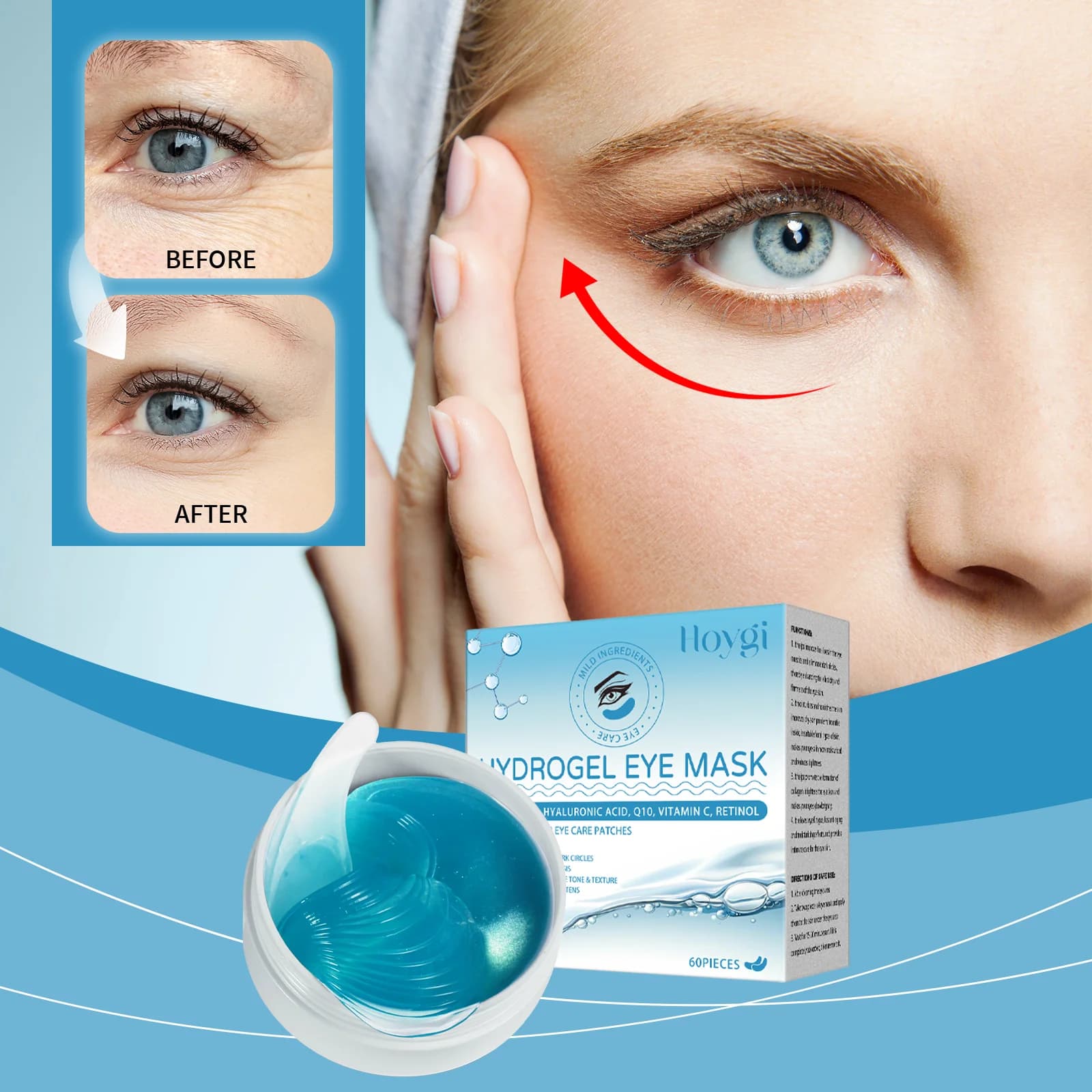 60 pairs of masks for the eyes moisturizing to the retinol treatment anti-wrinkles reduce the lines of the eyes firming and brightening under the care of the eyes.