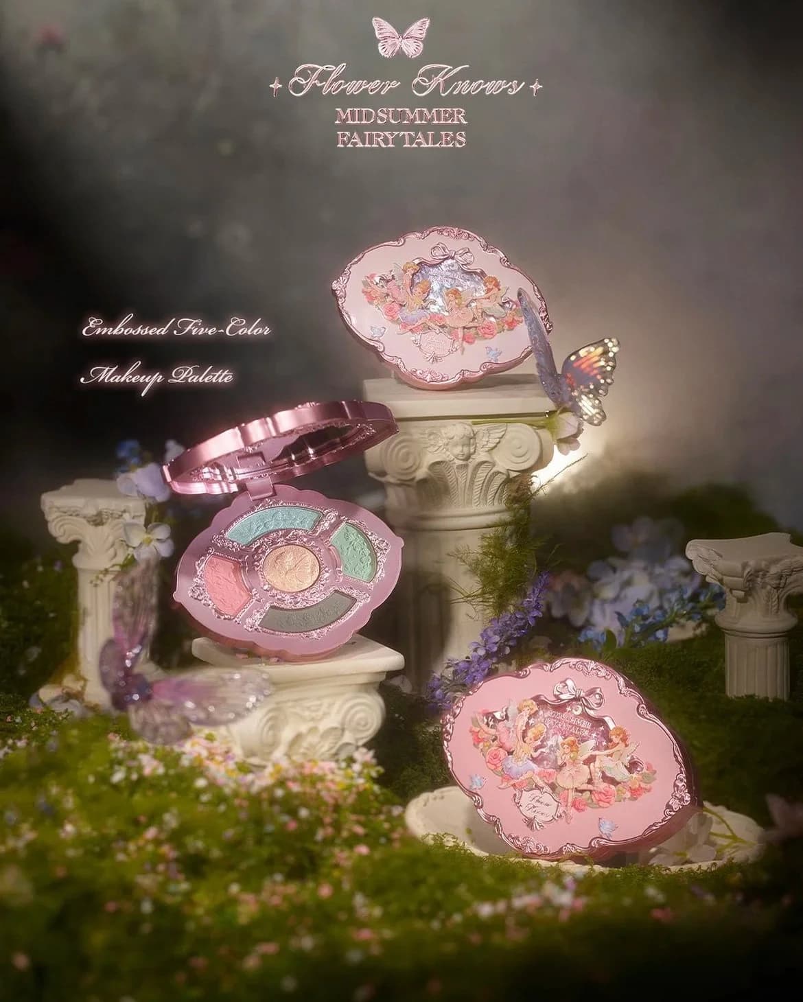 Flower Knows Midsummer Fairytales Serie 5 Colori Ombretto in Rilievo Opaco e Shimmer Delicato