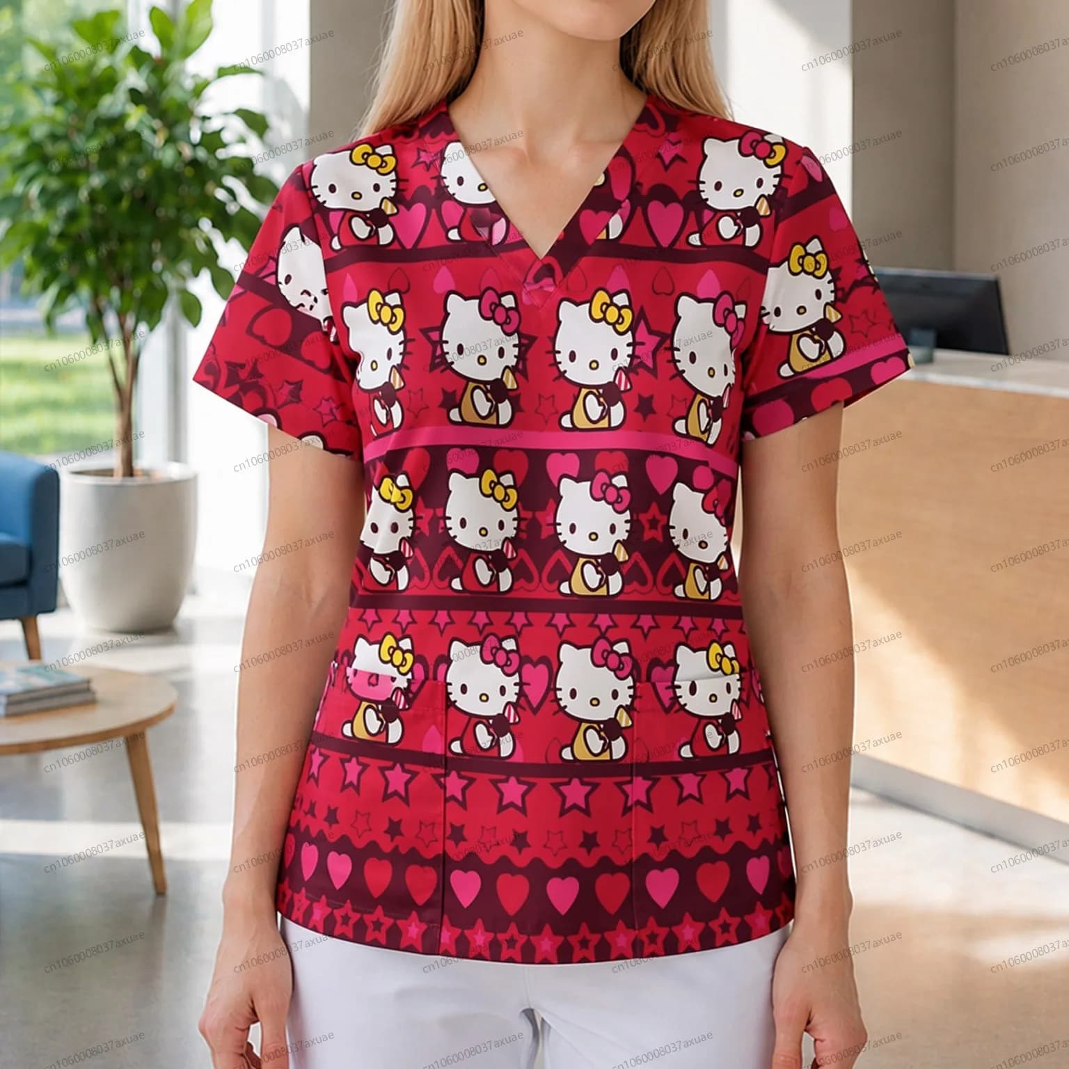 Maglietta Estiva a Maniche Corte per Infermiere, Abbigliamento Femminile Y2k, Top a Pois alla Moda, Nuove Magliette Divertenti con Stampa Cartoon e Scollo a V