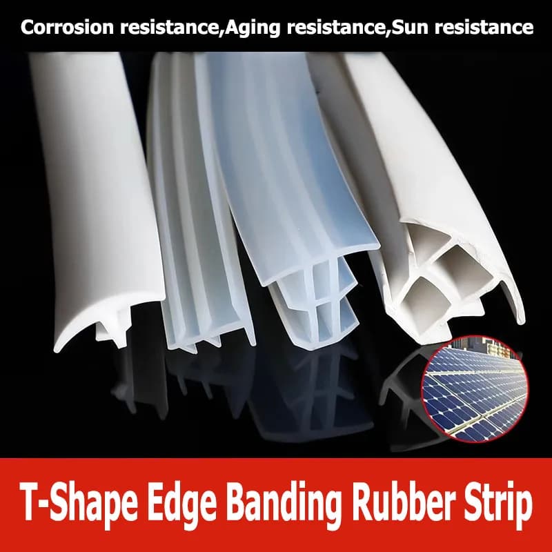 1Meter T-Shape PV Panel Seal Solar Windshield Gap Panel PV Caulking Strip Silicone Rubber