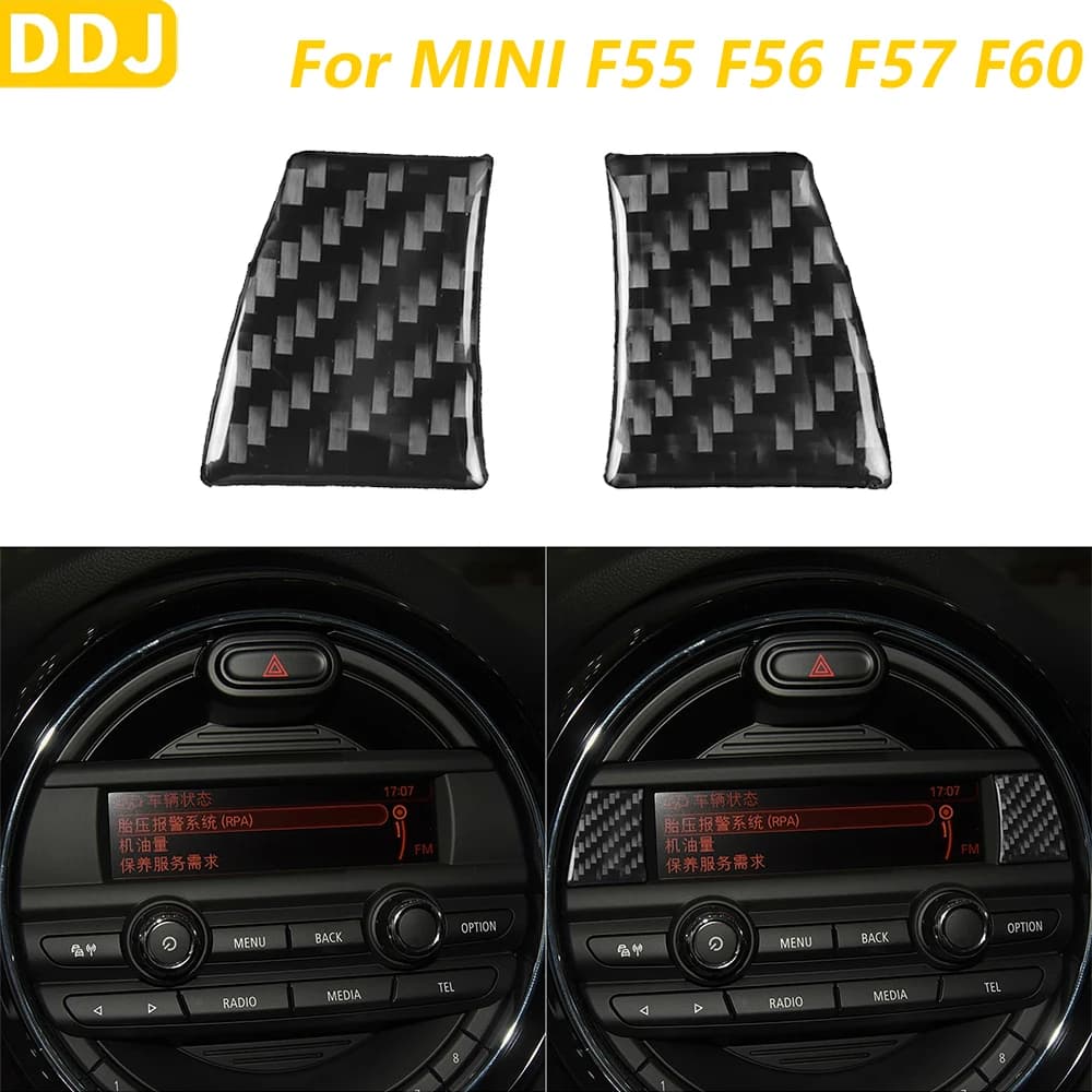 Rivestimento in vera fibra di carbonio morbida per schermo di controllo centrale e pannelli laterali per MINI F55 F56 F57 F60 2014-2020 Accessori interni