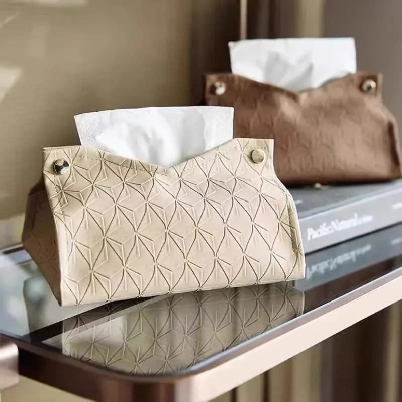 Handkerchief with Geometric Texture, Stylish Wallet Container, Luxury Toilet Paper Box, Home Organizer