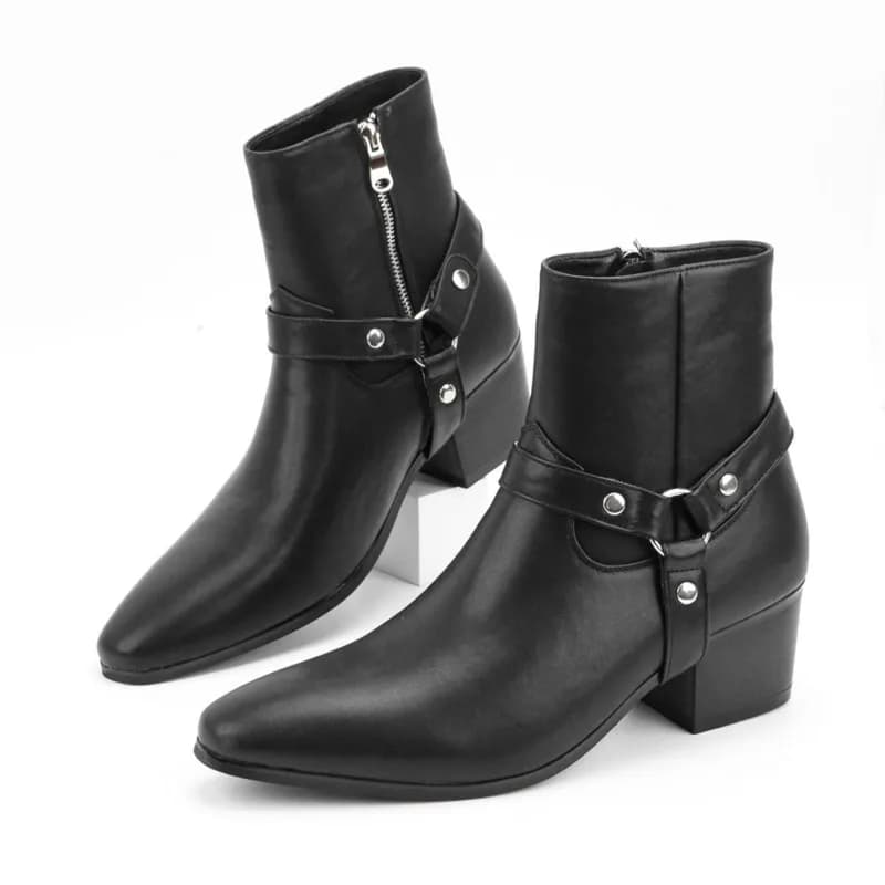 Men's High Heel Chelsea Double Elastic Men's Boots chaussure de luxe homme sapato social masculino winterschuhe