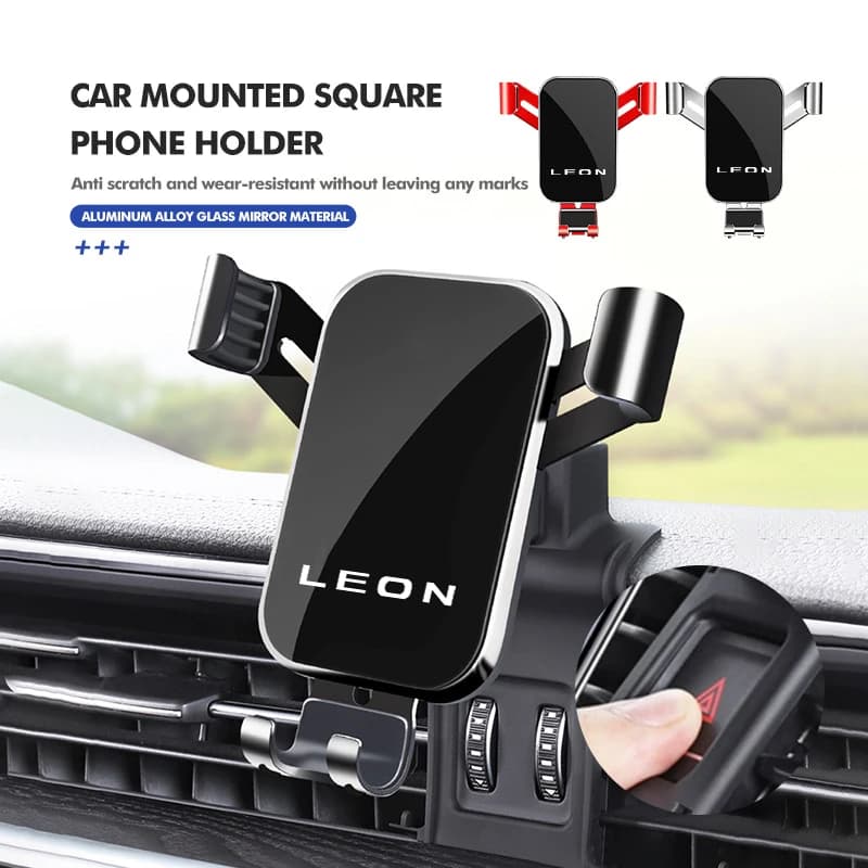 Car Logo Aluminum Alloy Dashboard Phone Bracket Universal Auto Cellphone Holder For Seat FR Cupra Leon Ibiza Exeo Alhambra Altea