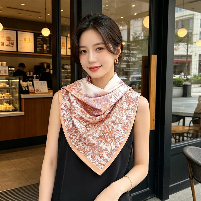 Soft Silk Scarf Women Square Bandanas 90 Shawls Bag Belt Decoration Head Hair Accessories Valentine's Day Gift