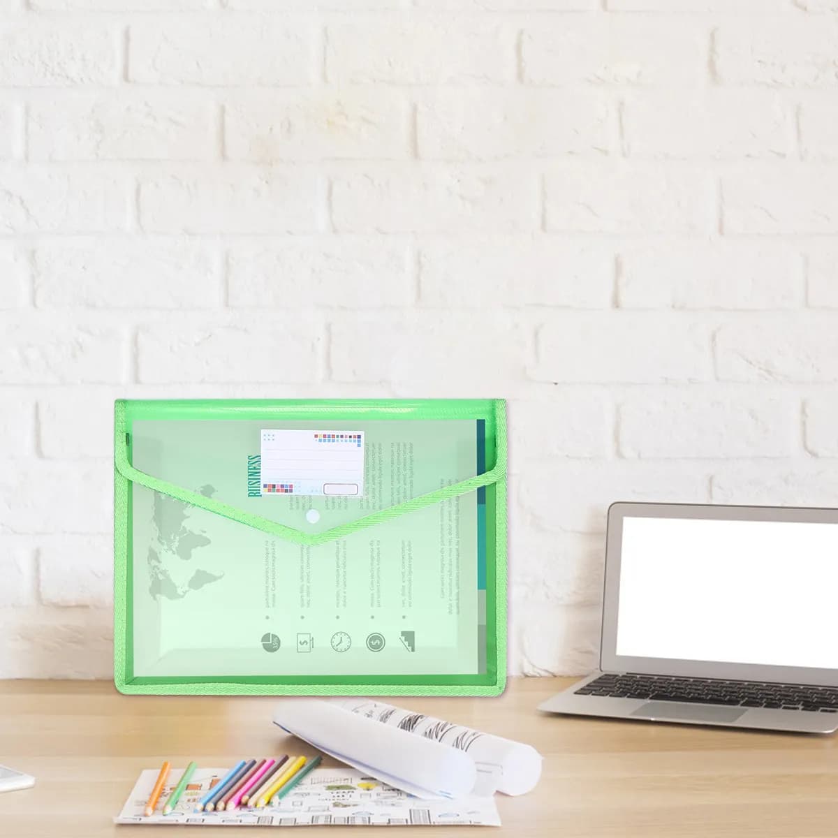 3 pezzi di cartelle per documenti A4 trasparenti, porta documenti in PVC impermeabile, organizer per ufficio con bottone per documenti