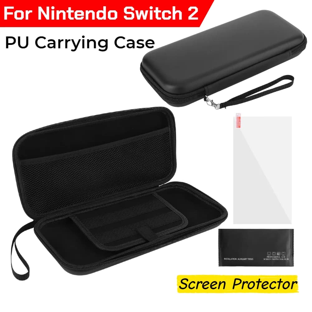 Custodia da trasporto in PU e protezione per lo schermo per Switch 2 Borsa da viaggio protettiva Borsa con cerniera antiurto Borsa organizer Accessori per giochi