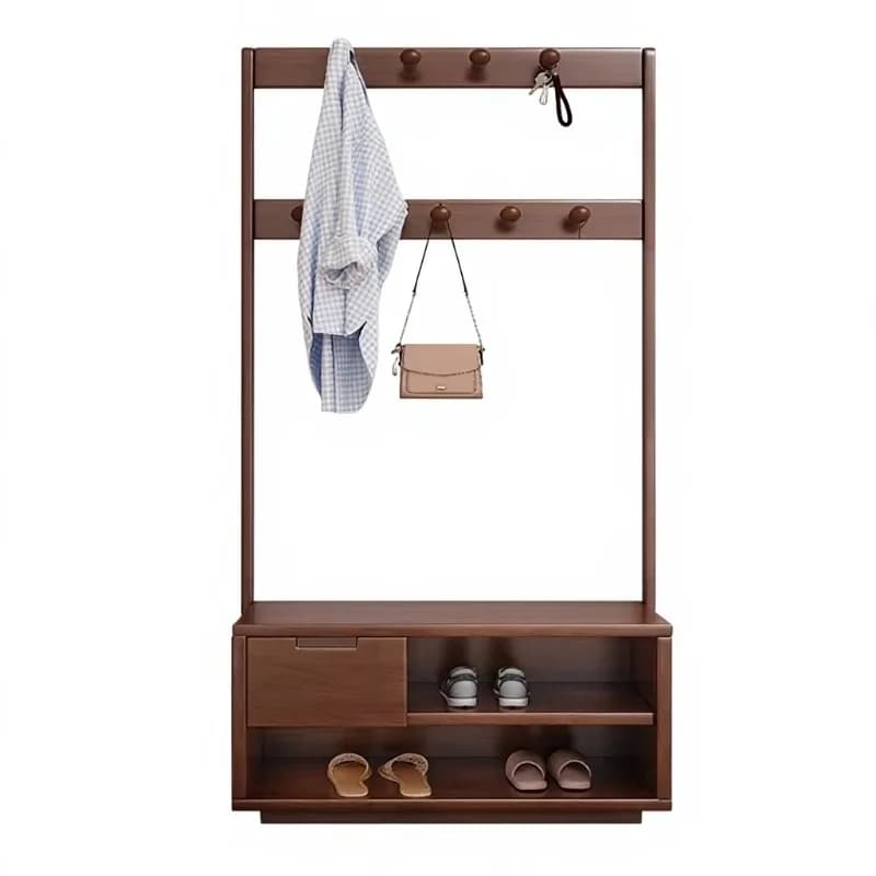 Floor-standing Solid Wood Coat Rack Bedroom Clothes Hanger Nordic IG Living Room Walnut Wood Storage Modern Simple