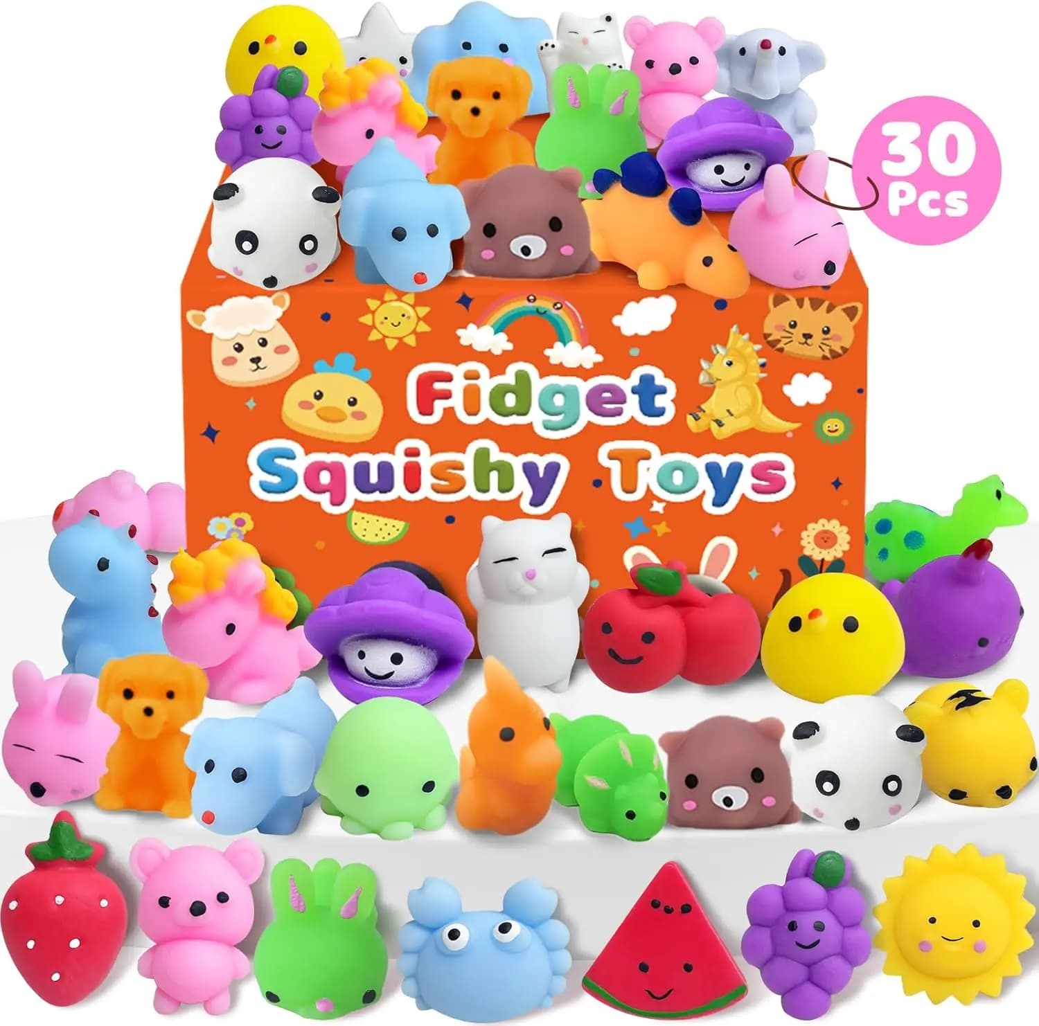 Confezione da 30 Giocattoli Squishy per Bambini, Premi per la Classe, Regali per Cesti di Pasqua, Giocattoli Antistress in Bulk