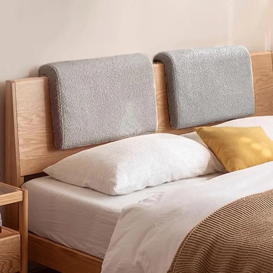 Suspended bed cushion with ergonomic support, removable cover in berber fleece, comfortable back cushion to read and relax