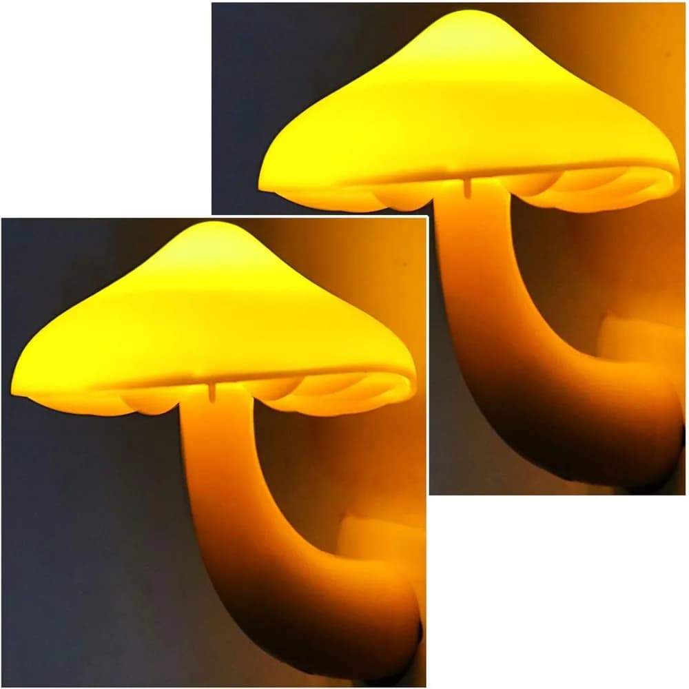 Set di 2 Lampade Notturne LED a Forma di Fungo, Lampada Decorativa da Parete per Camera da Letto, Bagno, Cucina, Corridoio