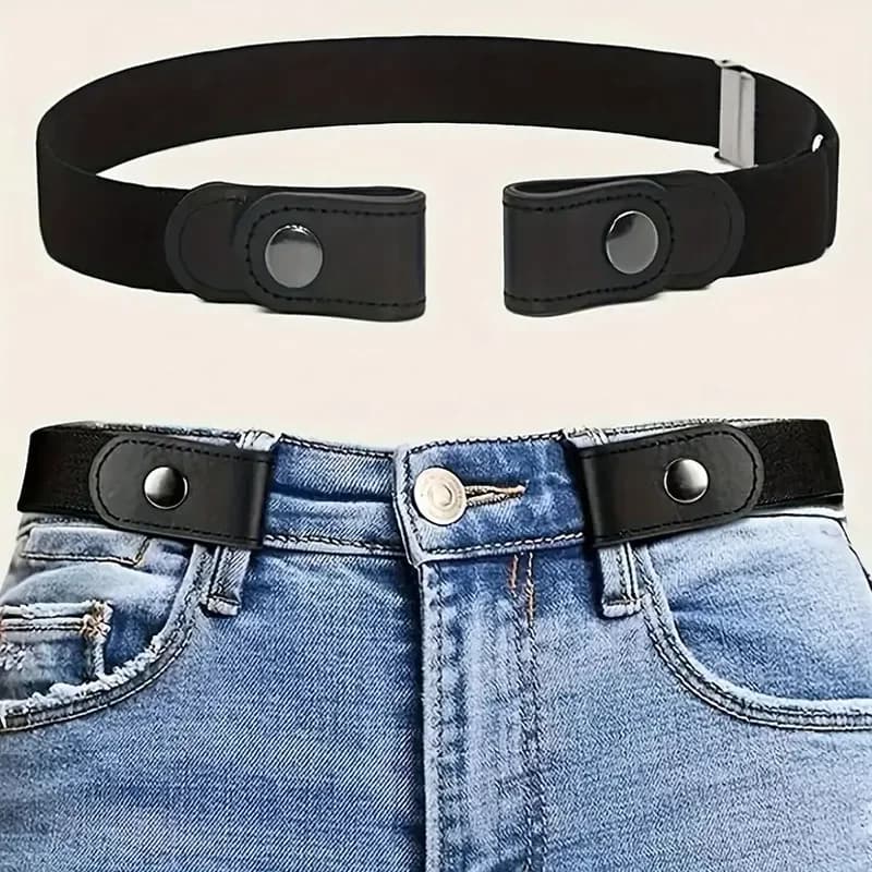 1 belt without buckle for jeans pants, dresses, elastic belt without buckle for woman/man, without overlap, without problems, waist belt effortlessly