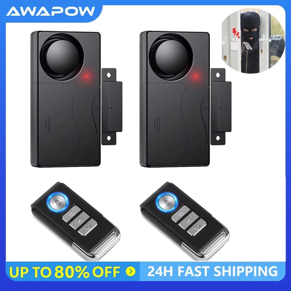 Awapow Allarme porta wireless con telecomando Antifurto Allarmi di sicurezza per porte e finestre Sensore di sicurezza domestica Allarmi antifurto