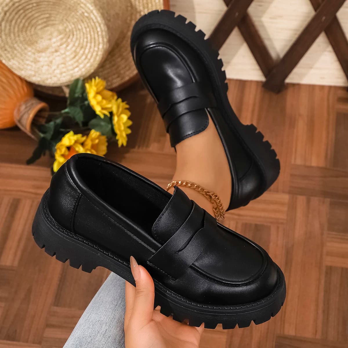 Nuovo stile moda donna scarpe primaverili donna con la suola spessa stile college mocassini casual scarpe in vera pelle di lusso Zapatos Mujer