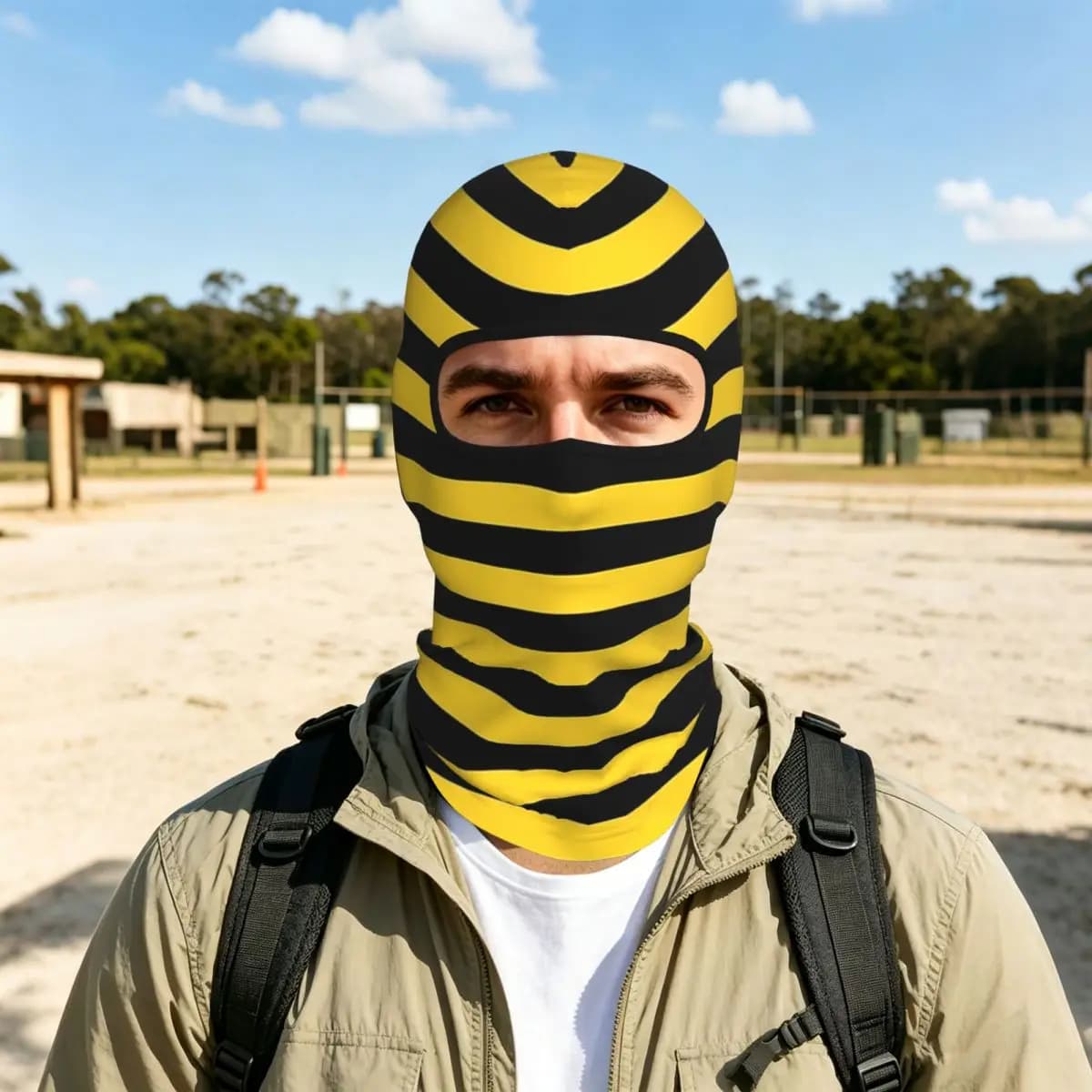 Yellow And Black Stripes In The Color Of Bees Thin Balaclava Full Face Mask Sun Protection Neck Gaiter For Motorcycle Outdoor