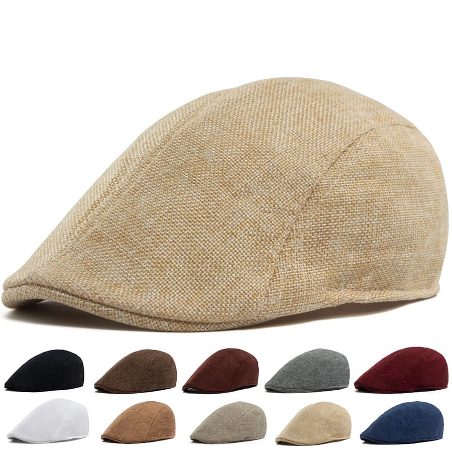 Cappello a visiera piatta in lino da uomo, berretto vintage primaverile/estivo traspirante, cappello da giornale Ivy, cappello alla moda da donna, adatto a visi piccoli e snelli
