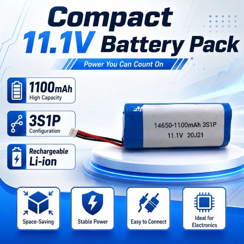 11.1V 14650 Li-ion Battery Pack Triangular Shape 3S 1100mAh Rechargeable Battery for Massage Battery Life Gun Medical Device