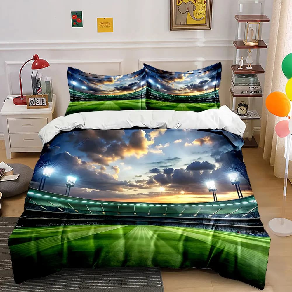 Stadium under dramatic sky. Print Bedding Set 1 Duvet Cover 2 Pillowcases for Adult and Children Luxury Gift Full Size