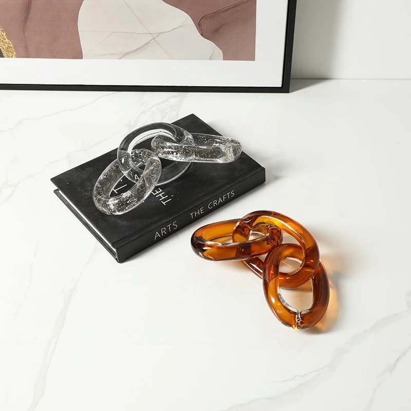 Creative modern simple abstract three-ring buckle light luxury ornament model room living room wine cabinet high-end glass