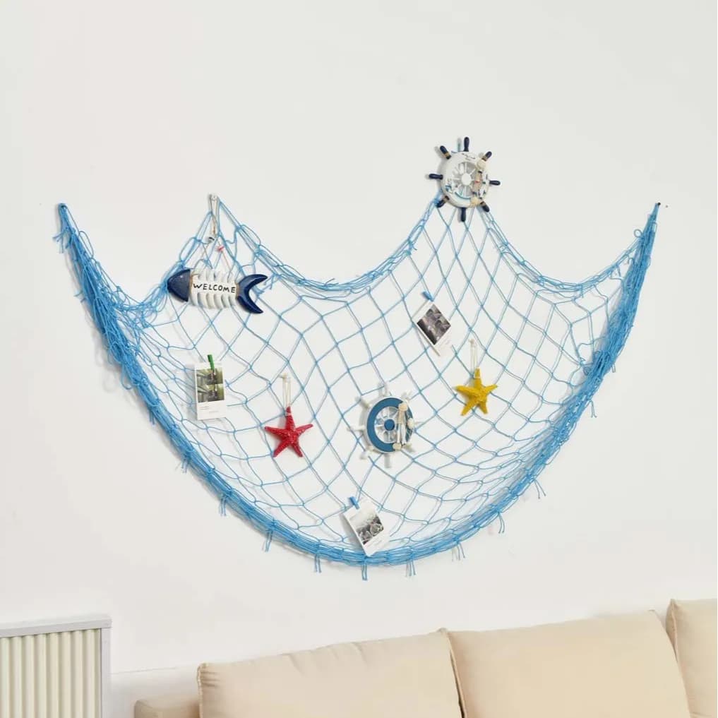 1 Pezzo Decorazione in Rete di Pesce Naturale a Tema Spiaggia, Pirata, Sirena, per Feste in Spiaggia, Arredamento Casa e Camera da Letto, Decorazioni per Feste in Rete di Pesce Naturale