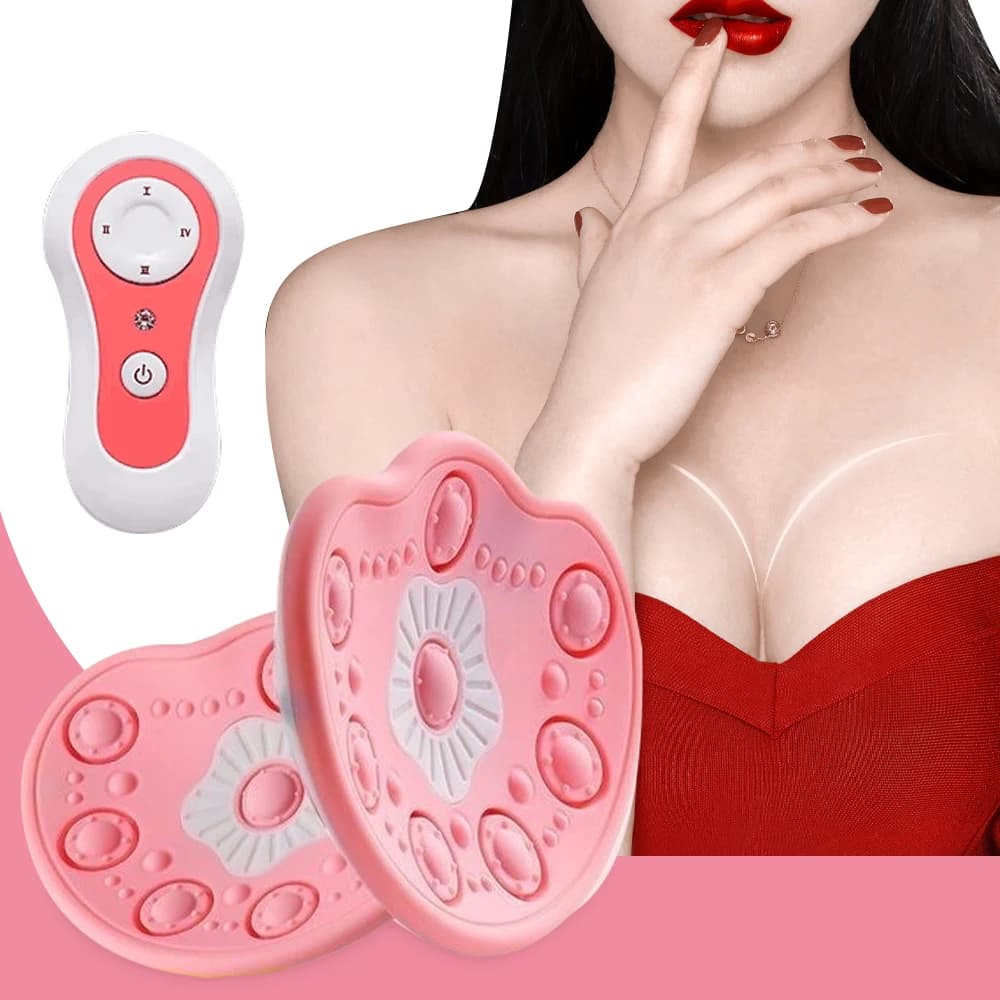 1PCS Electric Breast Massager with Heating&Smart Vibration USB Charging Wireless Remote Anti-Sagging Care Silicone Pad for Women