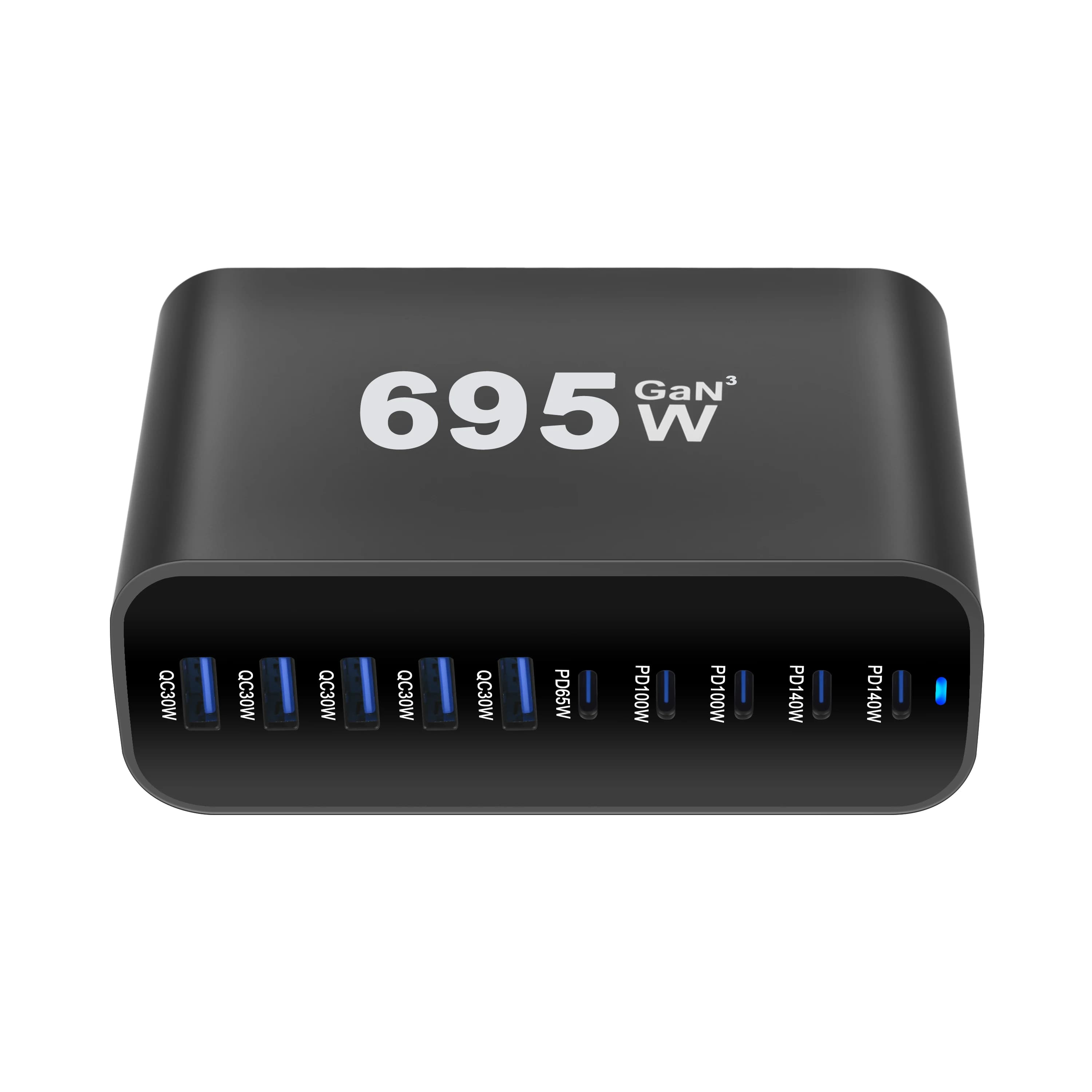 Universal Multi-Port 695W Desktop GaN Charger 10-port 5C5A PD Charger Fast Charge for Phone Tablets & Devices High Power Density
