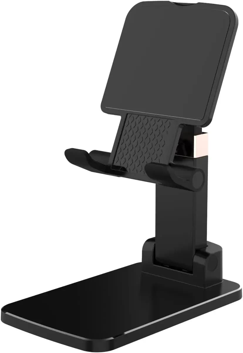 Supporto Pieghevole per Telefono da Scrivania, Robusto Supporto Nero per iPhone 17 16 15 14 13 Pro Max e Tutti gli Smartphone
