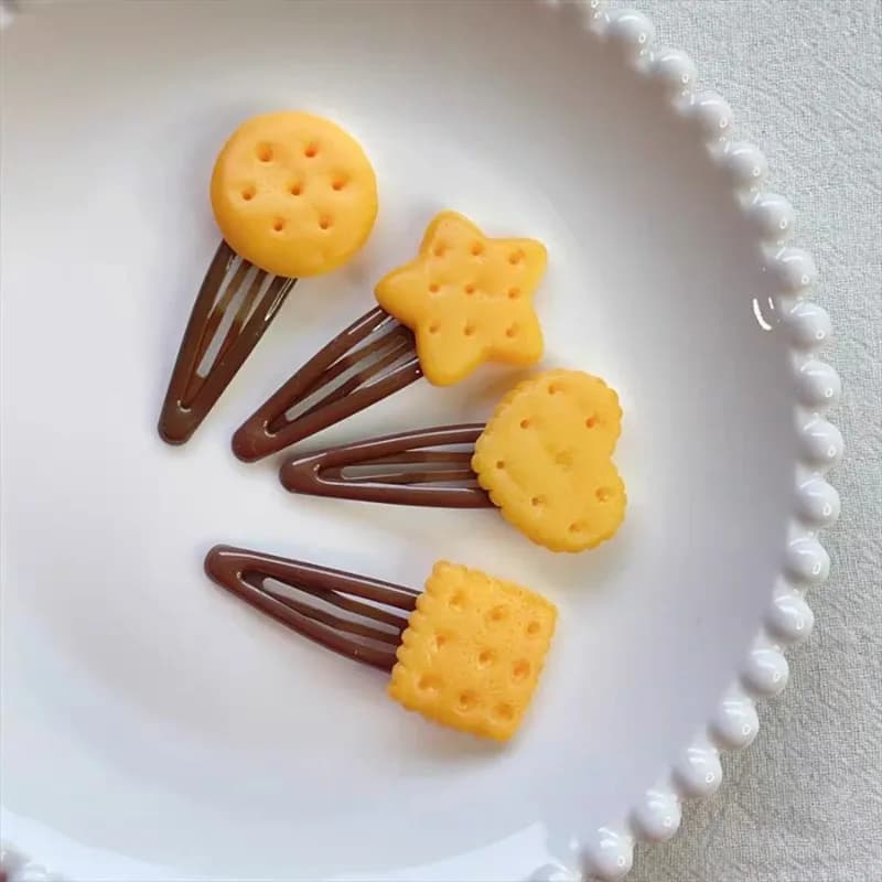 4pc simulato divertente biscotti fermaglio per capelli carino biscotti al forno BB clip laterali forcina per ragazze donne accessori per capelli coreani