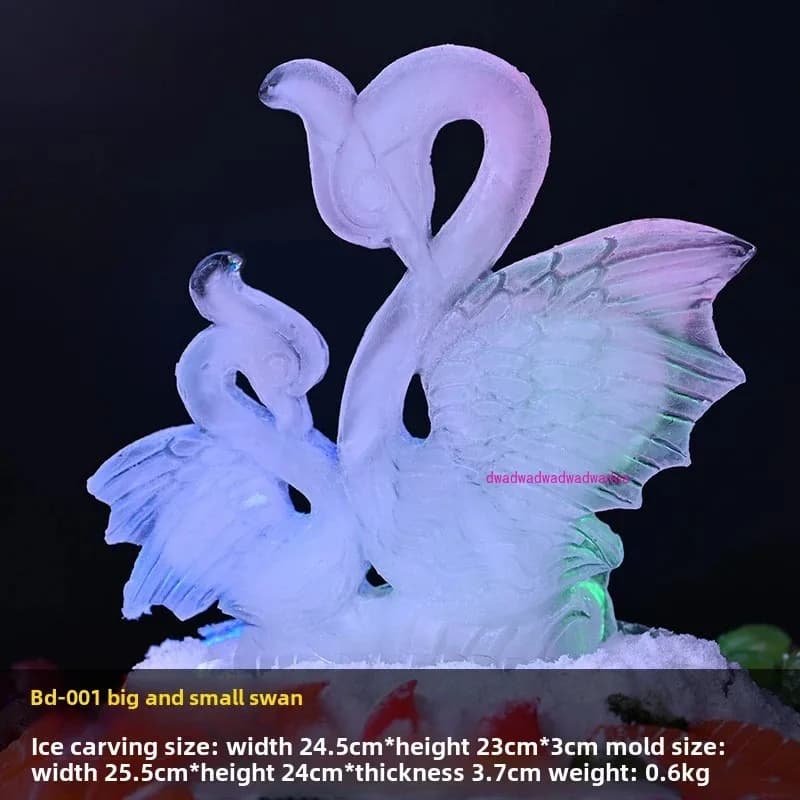 Un paio di stampi in silicone per sculture di ghiaccio di cigno, decorazione del vassoio per alimenti, decorazione di frutti di mare per ciotole di ghiaccio, strumenti per macinare sculture di ghiaccio