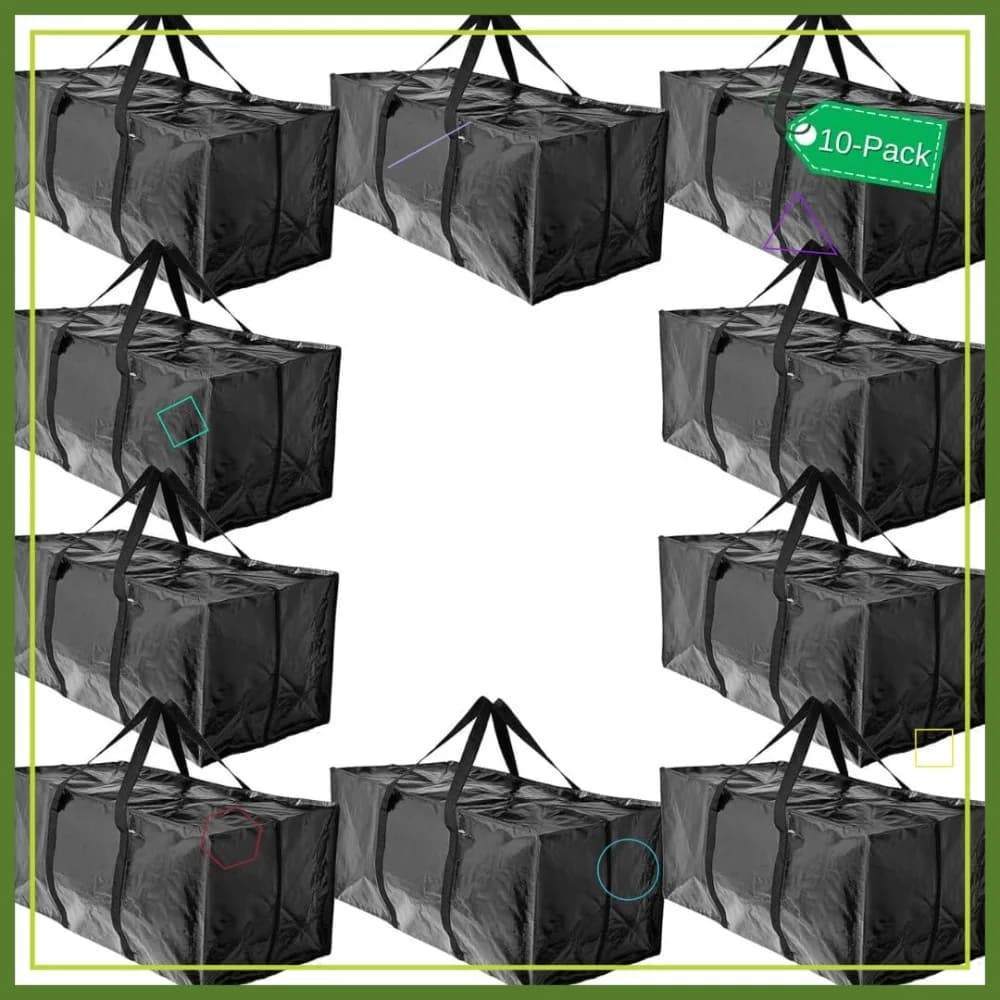 BAG-THAT! 10 Sacchi per Trasloco Resistenti, Extra Grandi con Manici Robusti, Chiusura a Zip, Riutilizzabili, per Imballaggio e Stoccaggio