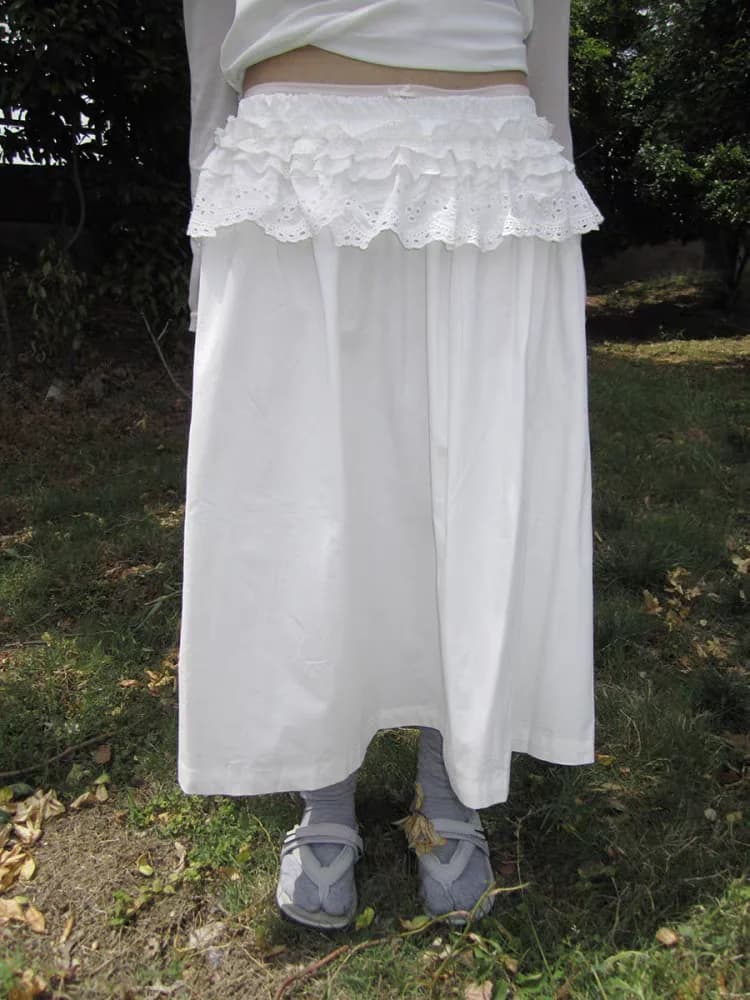 Gonna a trapezio da donna in stile casual, con vita elastica e inserti in tessuto effetto legno, per la primavera, versatile