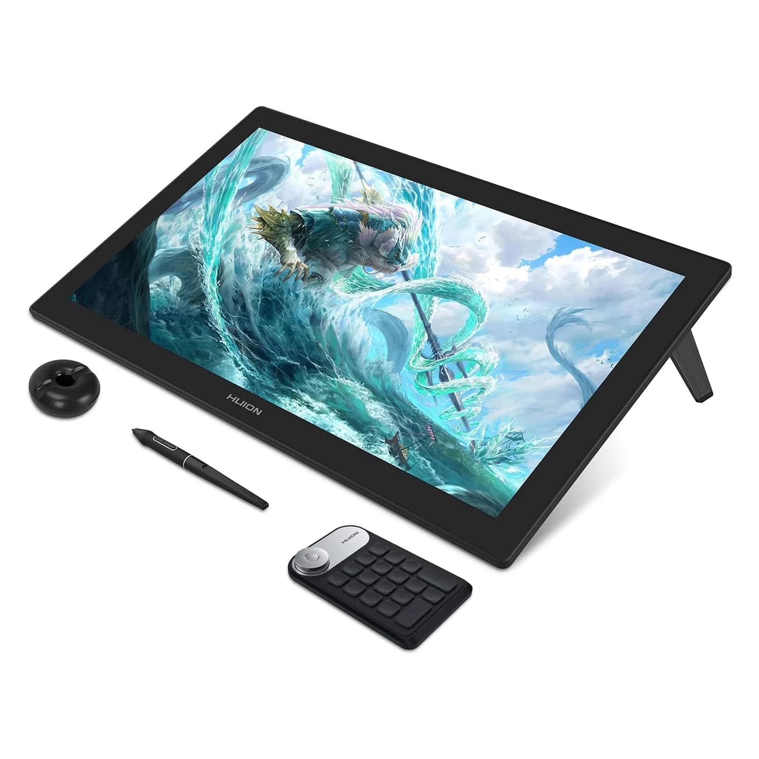 Huion Kamvas Pro 24 Graphic Tablet Display with Pen Screen IPS 4K Design Monitor sRGB to 140% Integrated support with mini keyboard gift