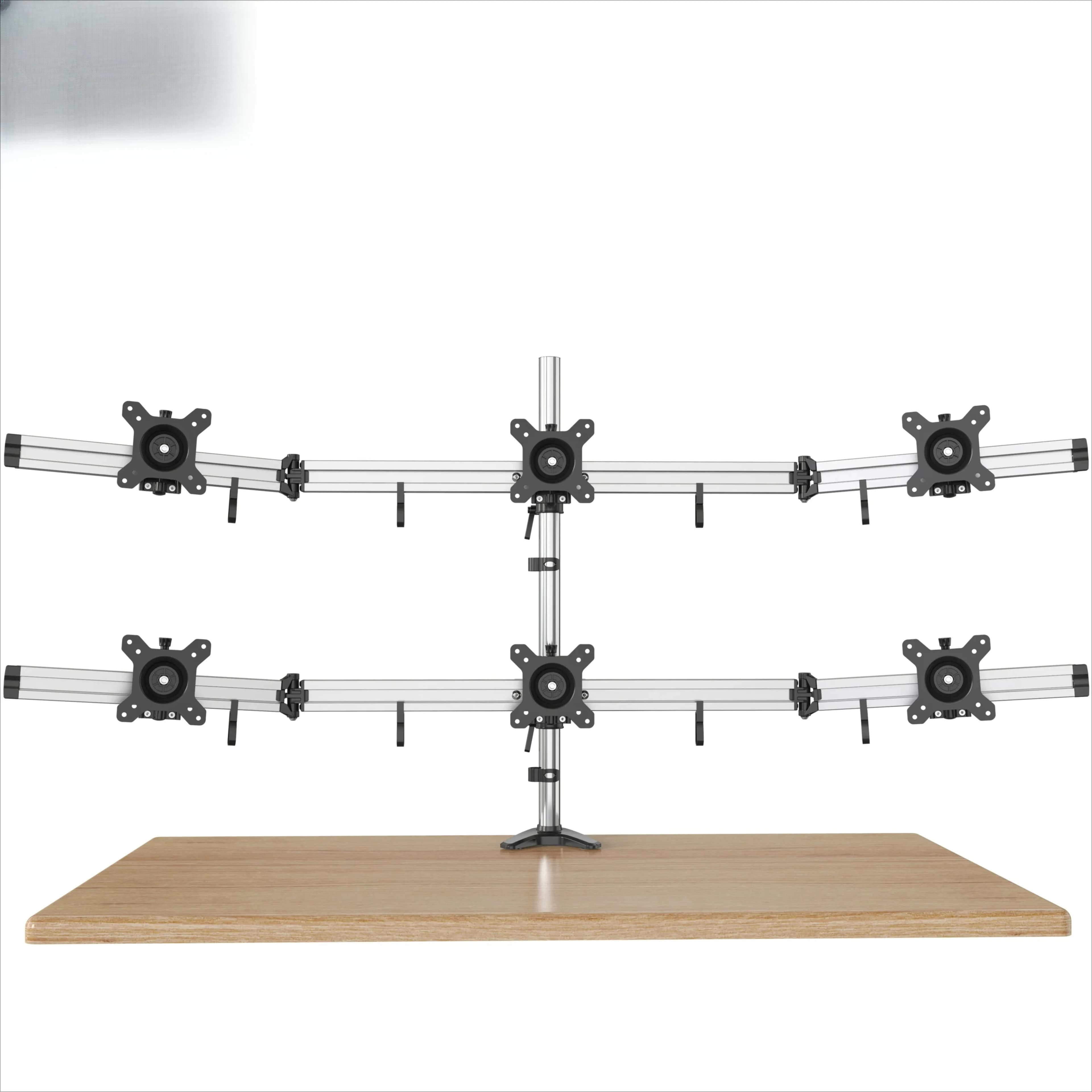 Support for monitors with freely adjustable cable with 6 V supports for screens with VESA for 15''-27'' monitor