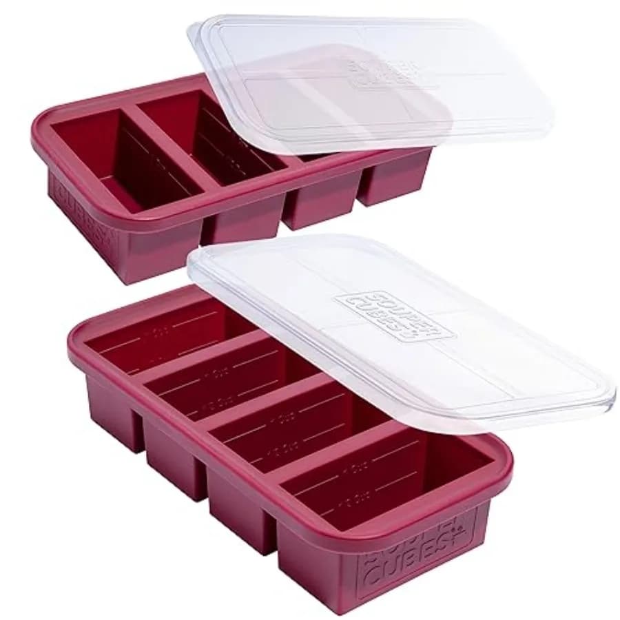 Stampo in silicone per congelatore da 1 tazza con coperchi, perfetto per conservare brodo, residui, riso, salsa e altro, stampi in silicone per congelare zuppe